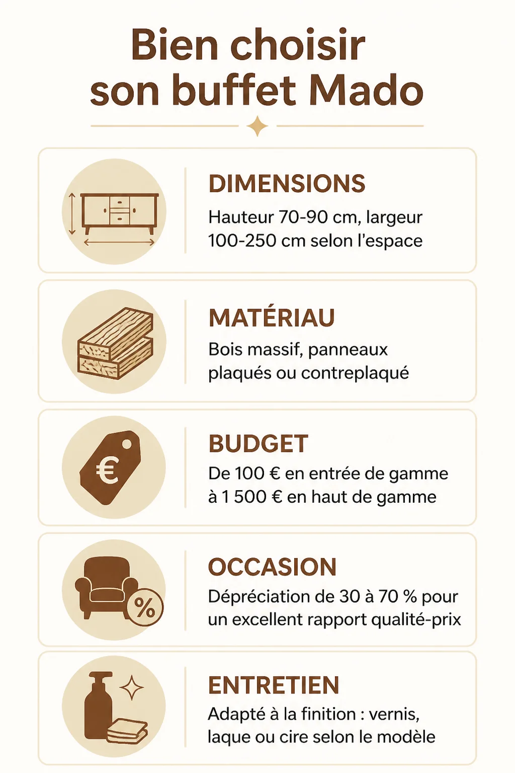 Bien choisir son buffet Mado : Dimensions, Matériau, Budget, Occasion, Entretien